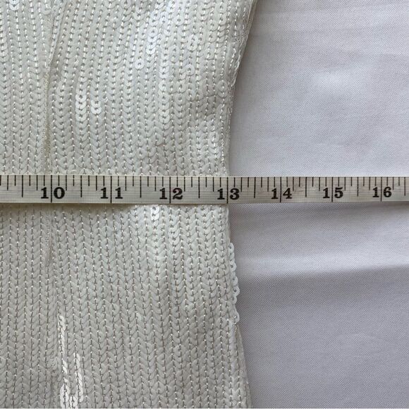 NWOT J. Crew Collection White Fringe Trim with Sequins Sheath Dress Size 6 - Picture 14 of 16